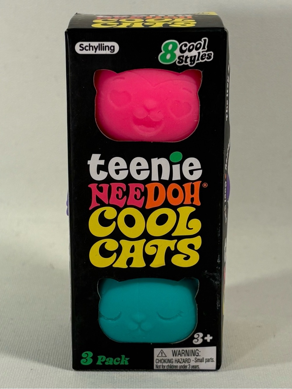 🐾 [BRAND NEW] NEE DOH TEENIE COOL CATS 3-PACK PINK PURPLE GREEN SQUISHY CATS 🐾
